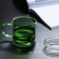 Doppel -Wandglas -Tee -Tasse mit Deckel